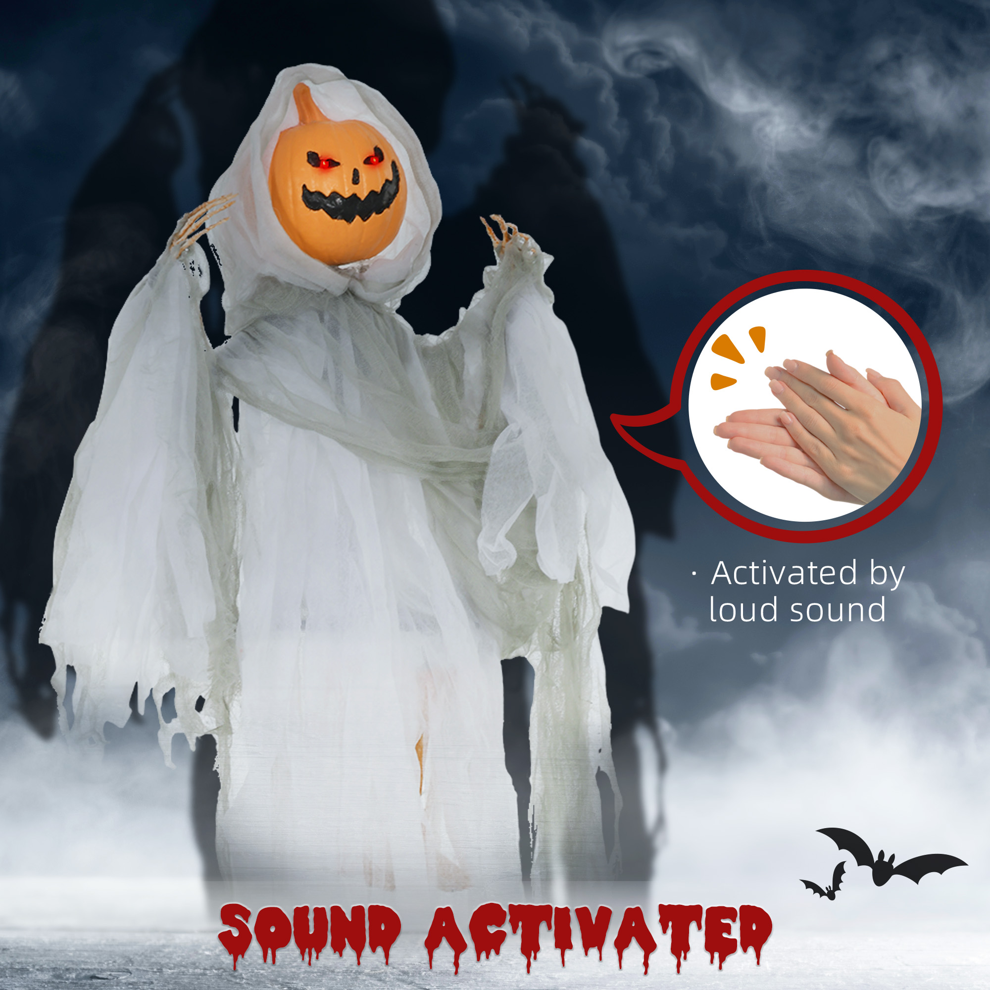 Moonlit Swinging Ghost light-up Halloween decoration