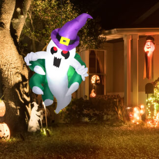 Window Phantom light-up inflatable Halloween ghost displayed in a window