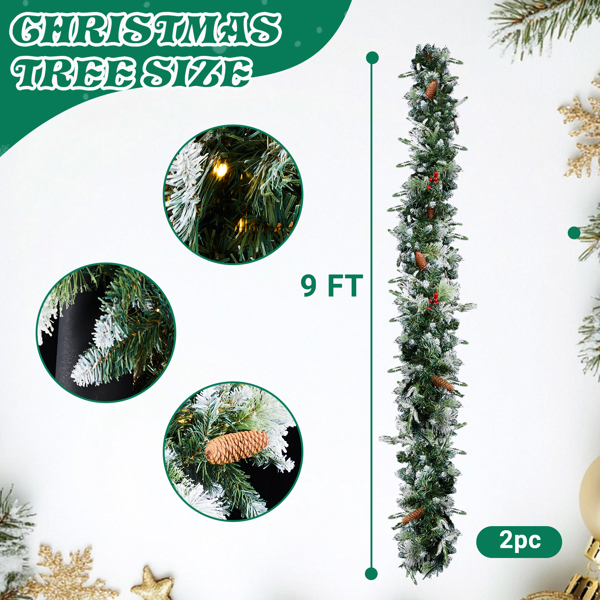 Snowfall Duo – Set of 2 Pre-Lit 9FT Flocked Garlands — TopChopping Christmas collection