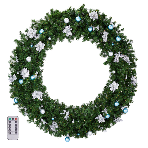 Grand Entrance 5FT pre-lit Christmas wreath with 220 LEDs and 11 lighting modes