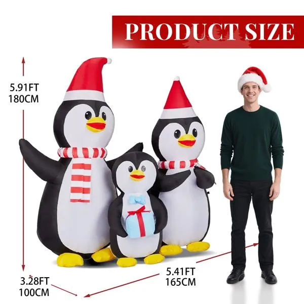 Penguin Place – 6FT Inflatable Penguin Family with Built-in LEDs — TopChopping Christmas collection