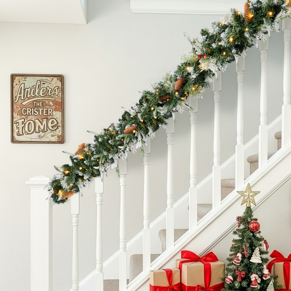 Snowfall Duo – Set of 2 Pre-Lit 9FT Flocked Garlands — TopChopping Christmas collection