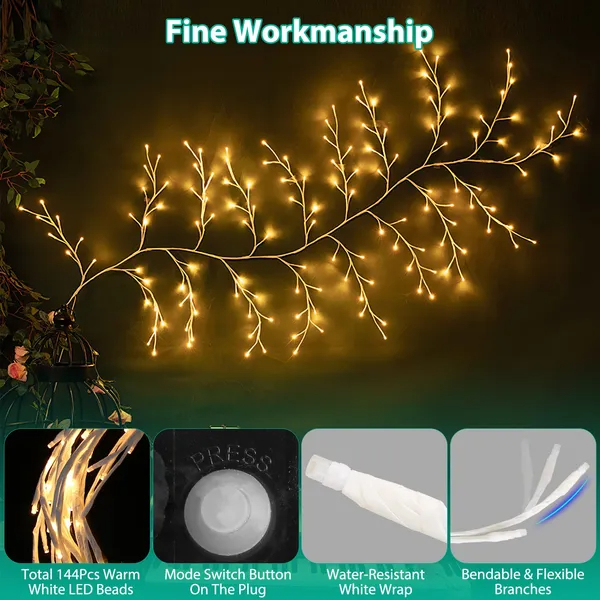 Birchwood Glow – 7.9FT Lighted Birch Garland with 144 LEDs — TopChopping Christmas collection