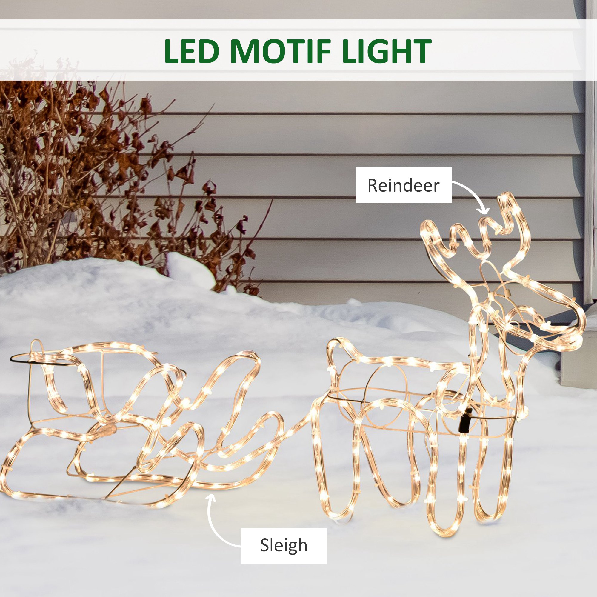 Sleigh Bell Glow – 35in LED Reindeer & Sleigh Motif — TopChopping Christmas collection