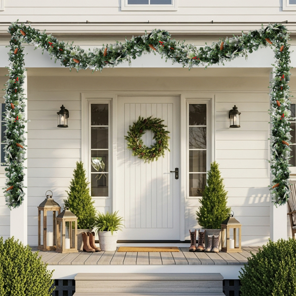 Snowfall Duo – Set of 2 Pre-Lit 9FT Flocked Garlands — TopChopping Christmas collection