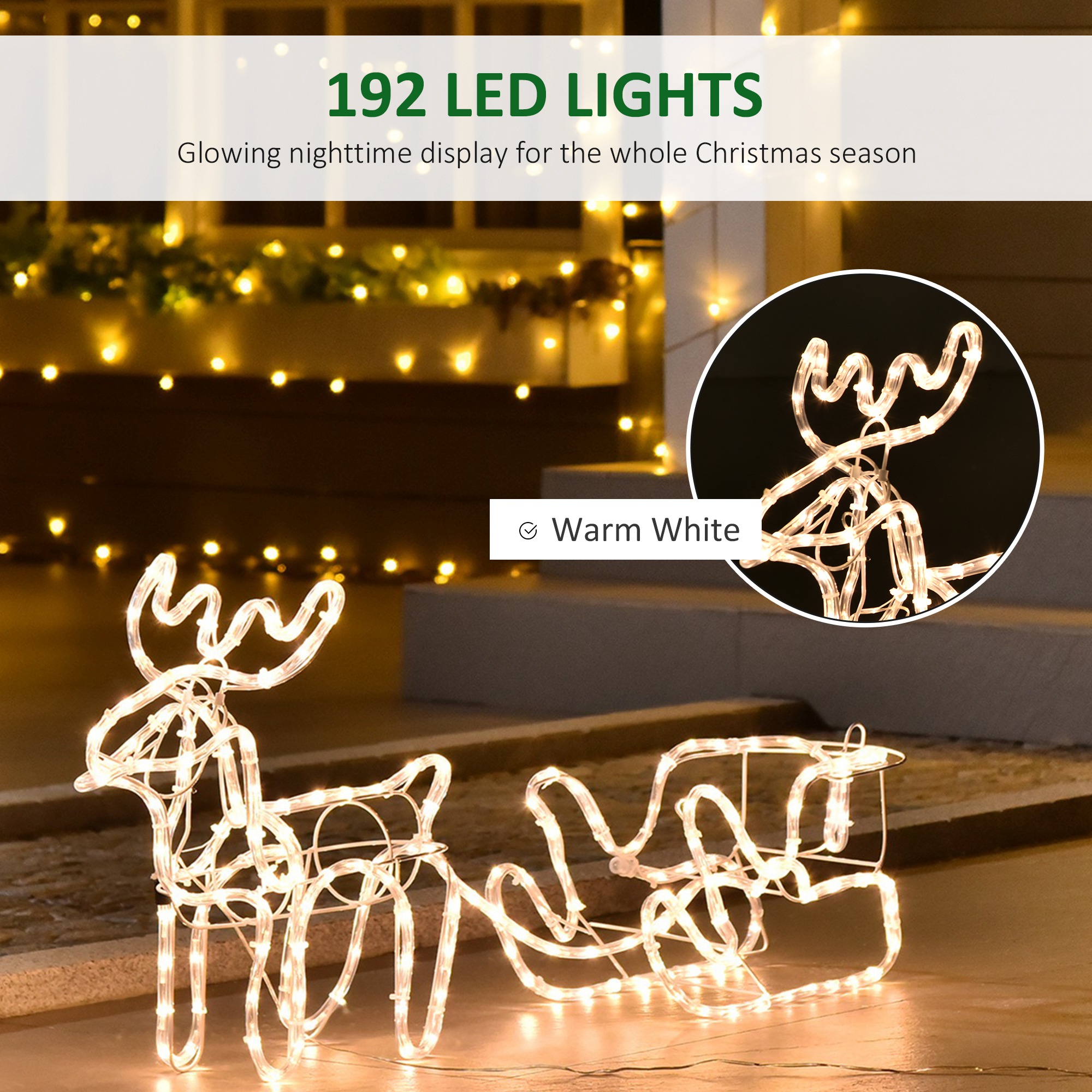 Sleigh Bell Glow – 35in LED Reindeer & Sleigh Motif — TopChopping Christmas collection